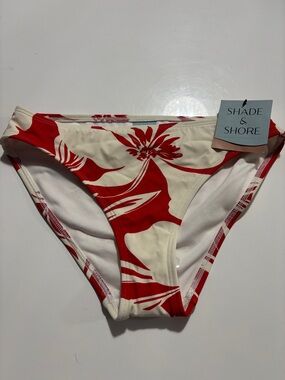 Shade & Shore Cream and Red Floral Bikini Bottoms